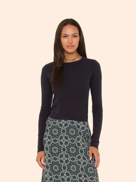 CREWE Cashmere/Cotton Crew Sweater in Navy