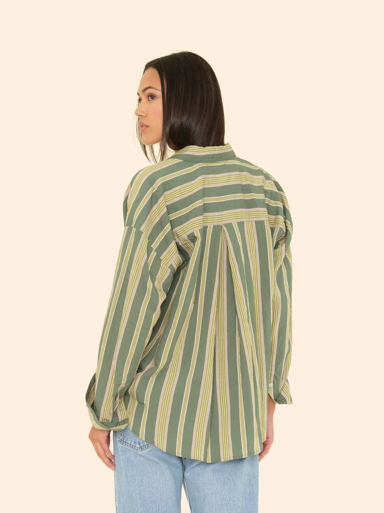 JORDY Long Sleeve Shirt in Spruce Stripe
