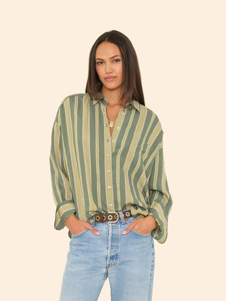 JORDY Long Sleeve Shirt in Spruce Stripe