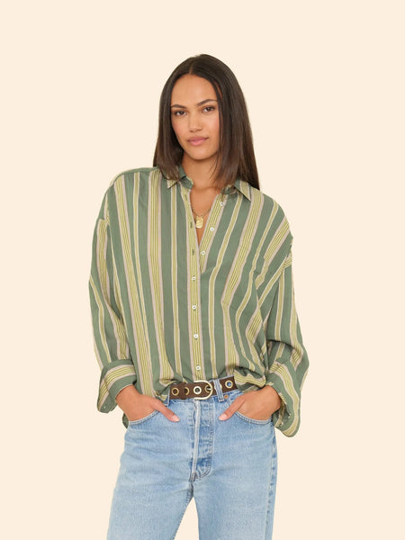JORDY Long Sleeve Shirt in Spruce Stripe