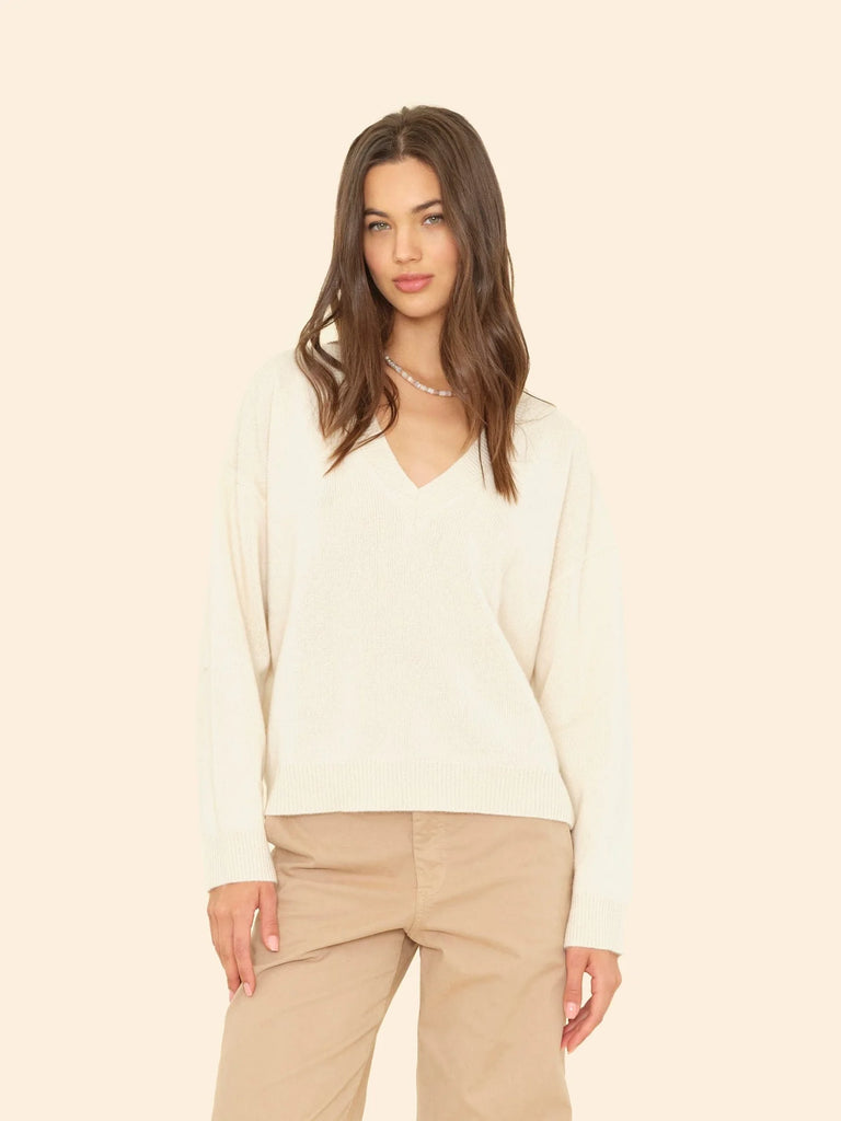 JODIE Cashmere V-Neck in Paper