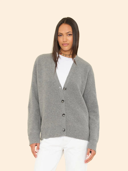 RAMONA Cashmere Cardigan in Flannel Grey Heather