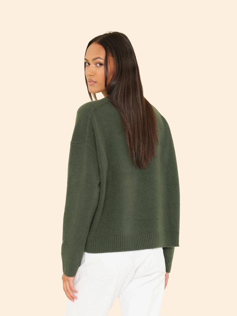 LELA Cashmere Crew Sweater in Myrtle Green