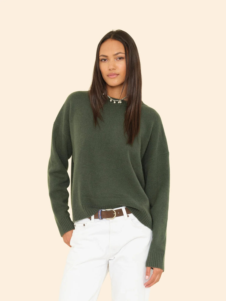 LELA Cashmere Crew Sweater in Myrtle Green