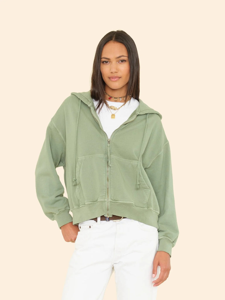 SMITH Hoodie Zip Sweatshirt in Olive Leaf