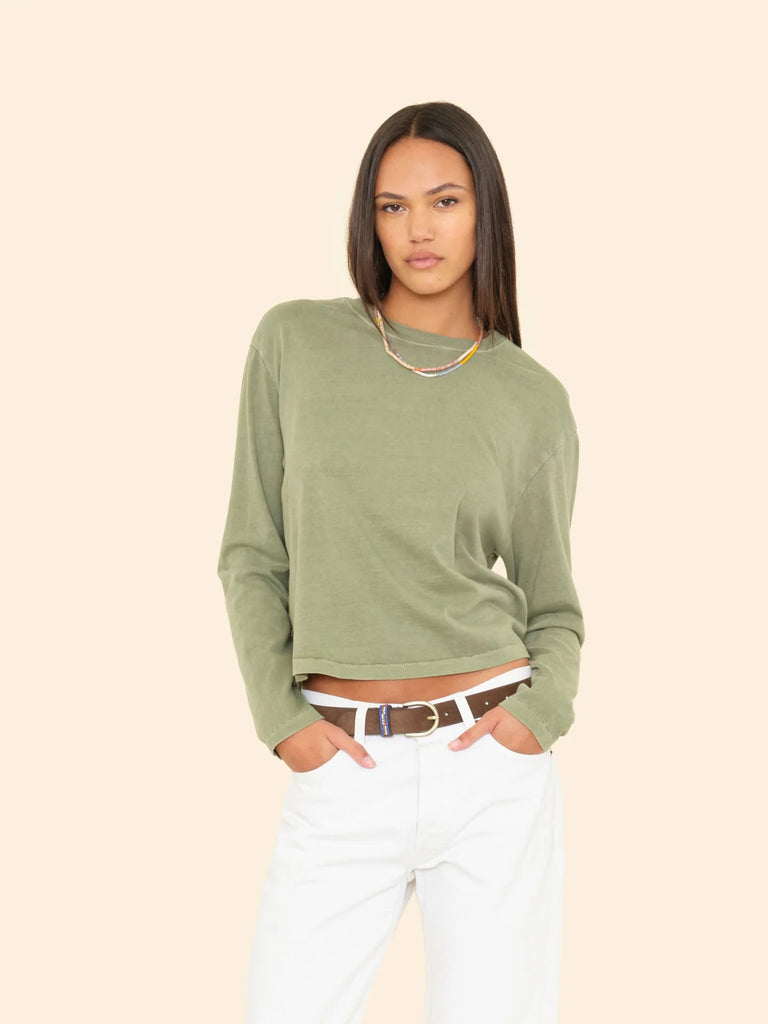 TERRANCE Long Sleeve Tee in Vintage Olive Leaf