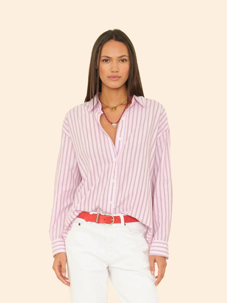 HAYVEN Long Sleeve Shirt in Blush Cherry Stripe