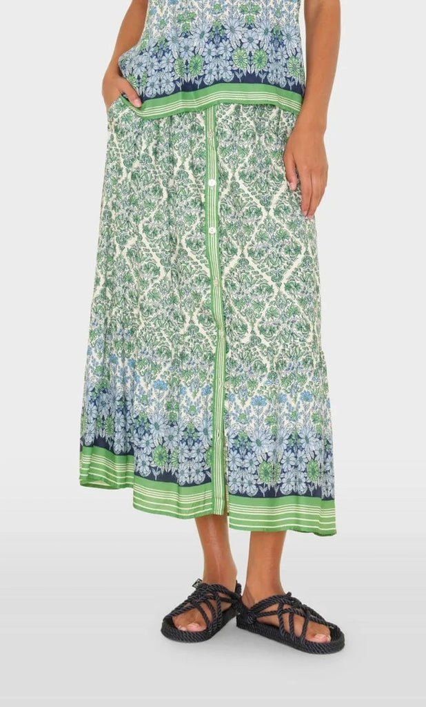 TARYN Silk/Cotton Skirt in Blue Mint