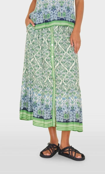 TARYN Silk/Cotton Skirt in Blue Mint