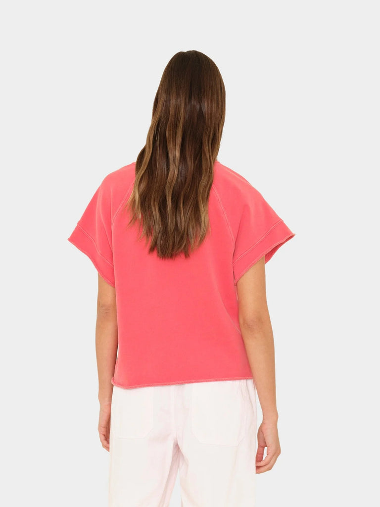 CALLIE Short Sleeve Terry Sweatshirt in Vintage Red