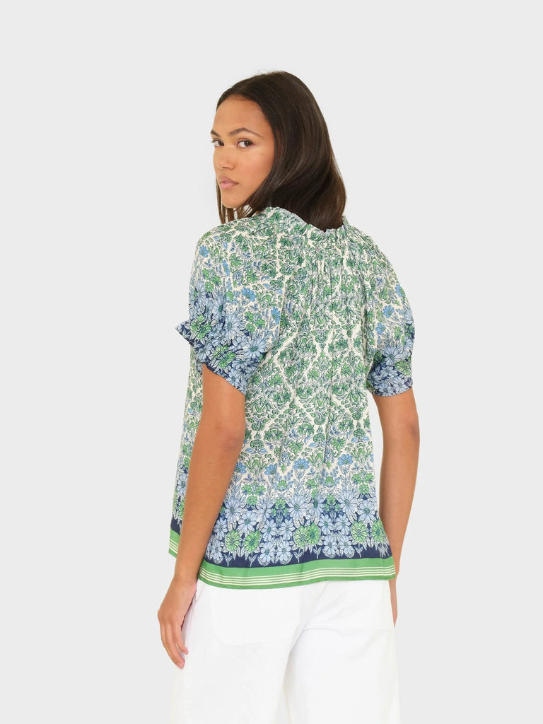AIVY Silk/Cotton Short Sleeve Top in Blue Mint