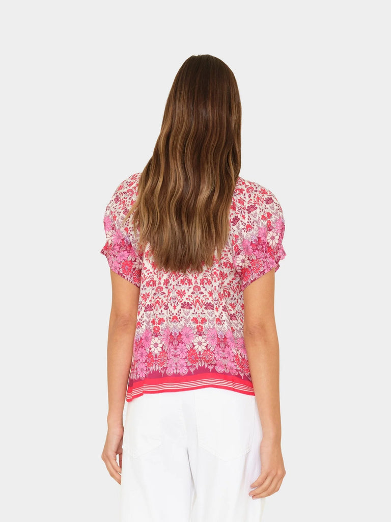 AIVY Silk/Cotton Short Sleeve Top in Crushberry