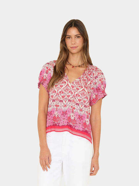 AIVY Silk/Cotton Short Sleeve Top in Crushberry