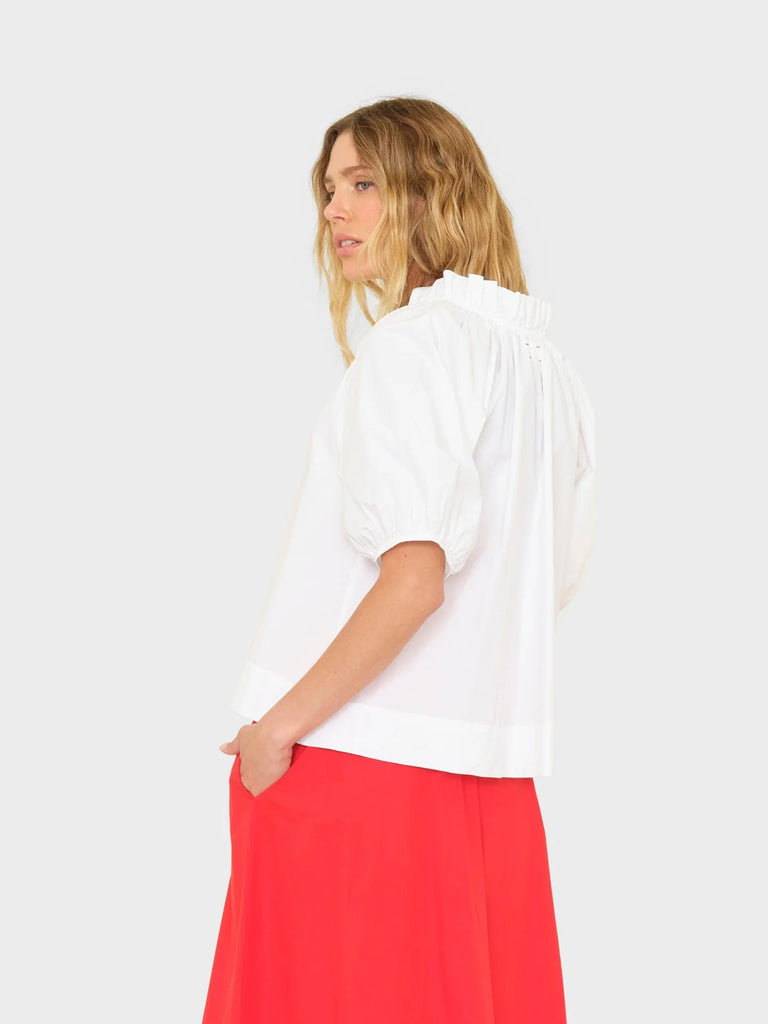 CLEMENTINE Poplin Peasant Blouse in White