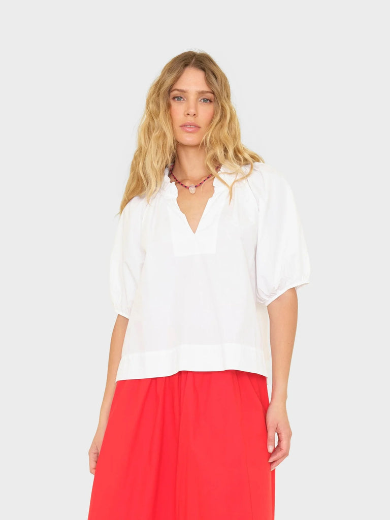 CLEMENTINE Poplin Peasant Blouse in White