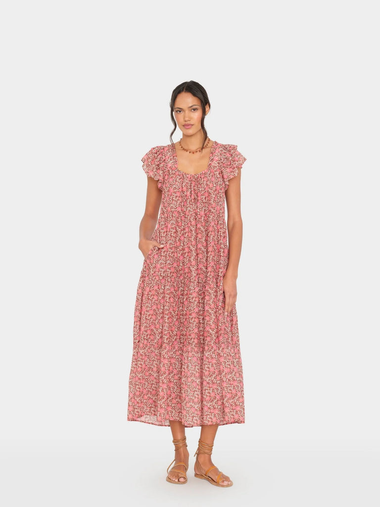 JAYNIE Silk/Cotton Maxi Dress in Sienna Petals