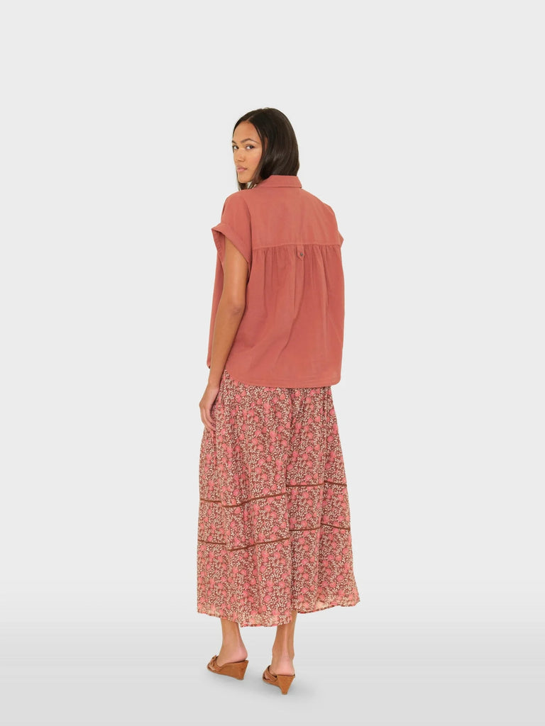 AGATHA Silk/Cotton Maxi Skirt in Sienna Petals