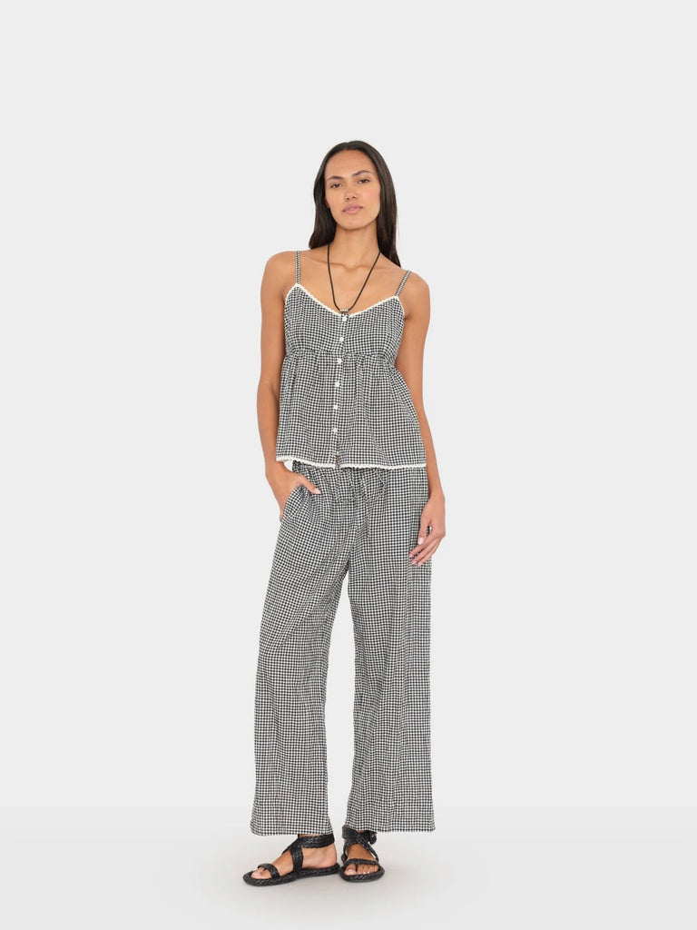OLSON Gingham Pants in Black Sand