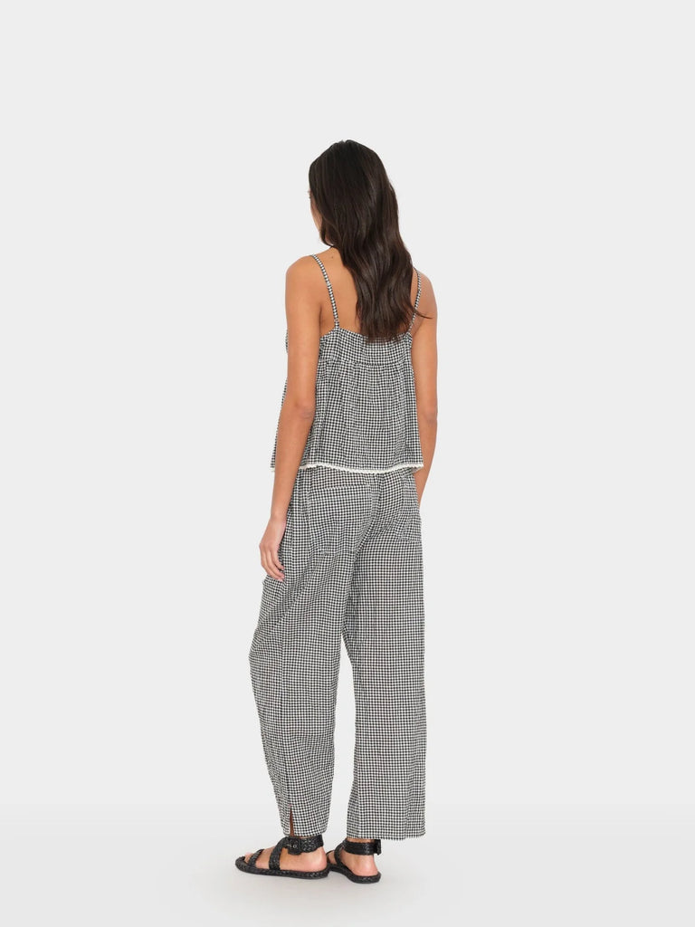 OLSON Gingham Pants in Black Sand