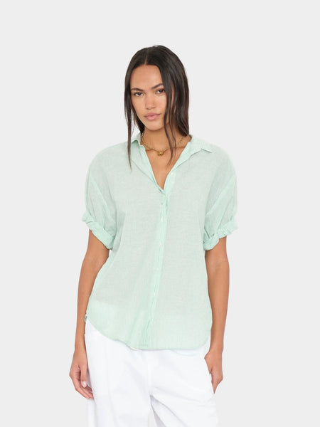 CHANNING Short Sleeve Shirt in Fresh Mint Stripe