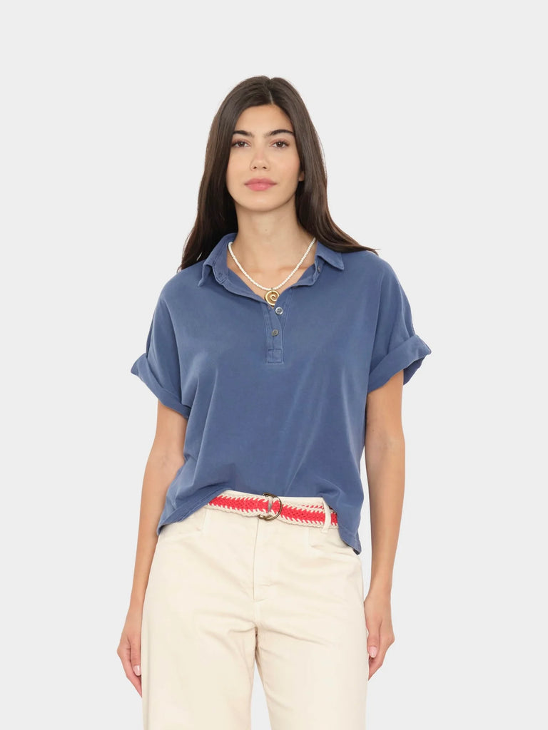 SIMON Short Sleeve Polo in Vintage Navy