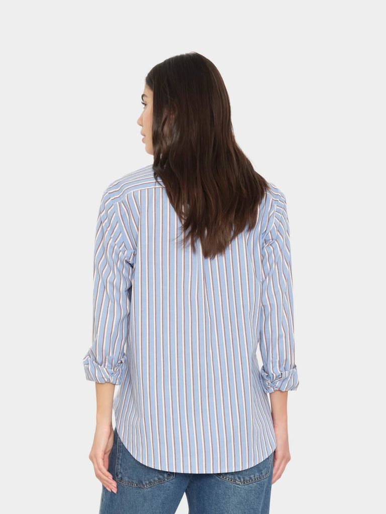 BEAU Long Sleeve Shirt in Blue Cedar Stripes
