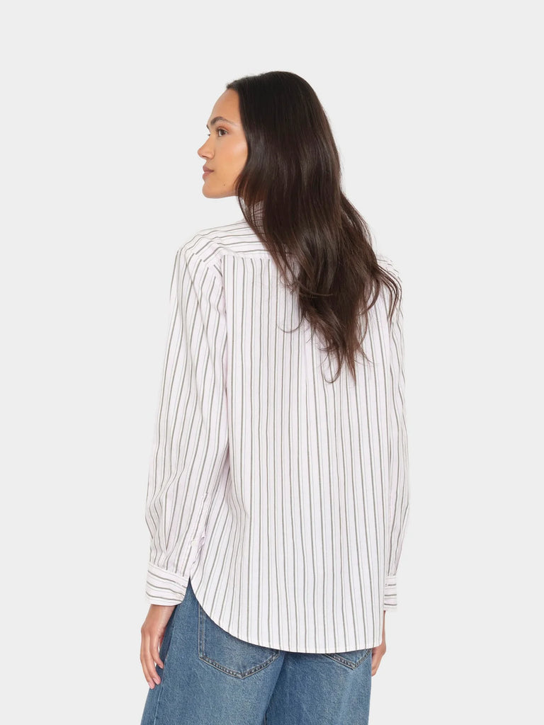 BEAU Long Sleeve Shirt in Matcha Pink Stripes