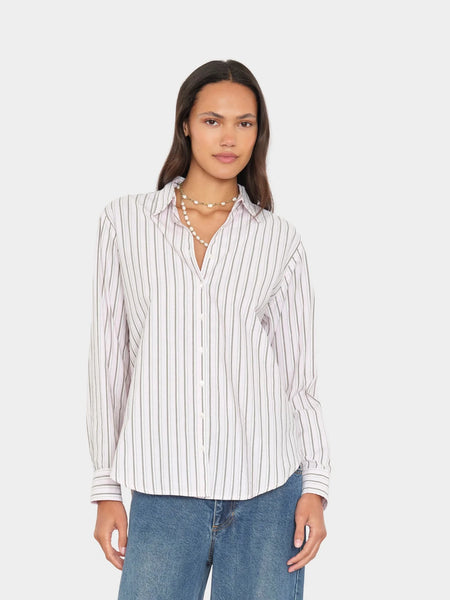 BEAU Long Sleeve Shirt in Matcha Pink Stripes