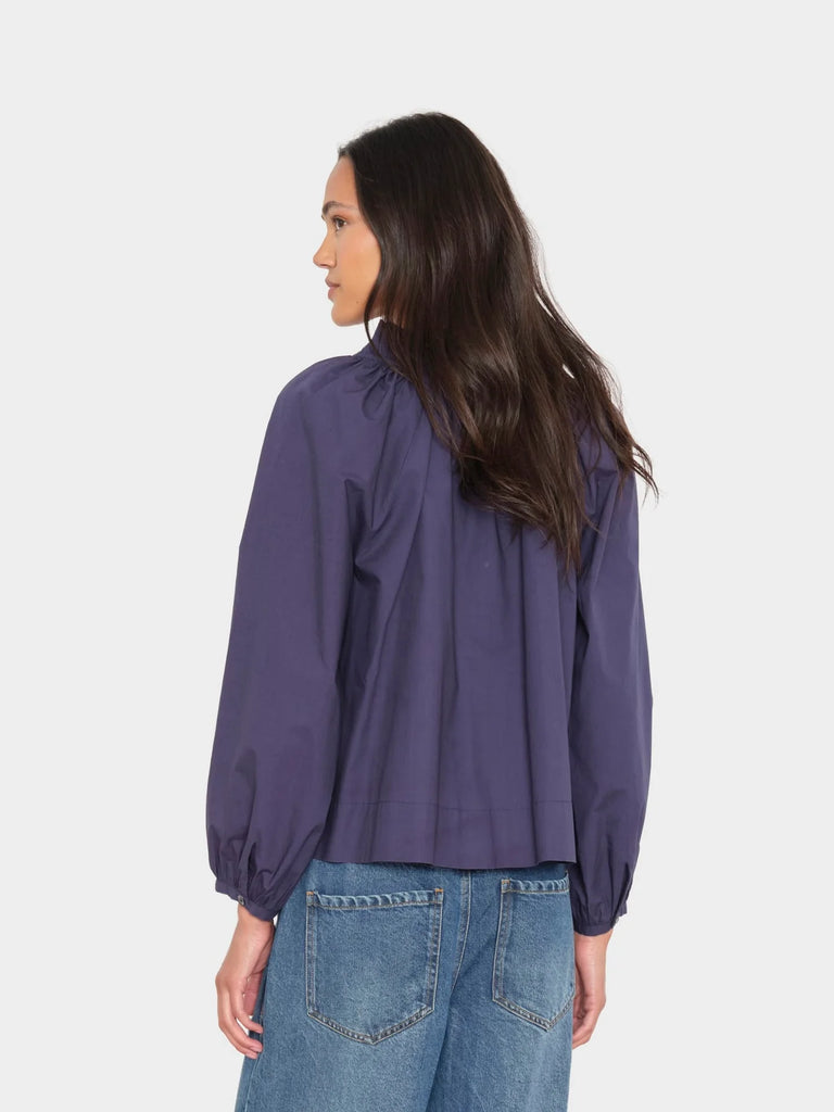 CAROLINA Poplin L/S Peasant Top in Navy