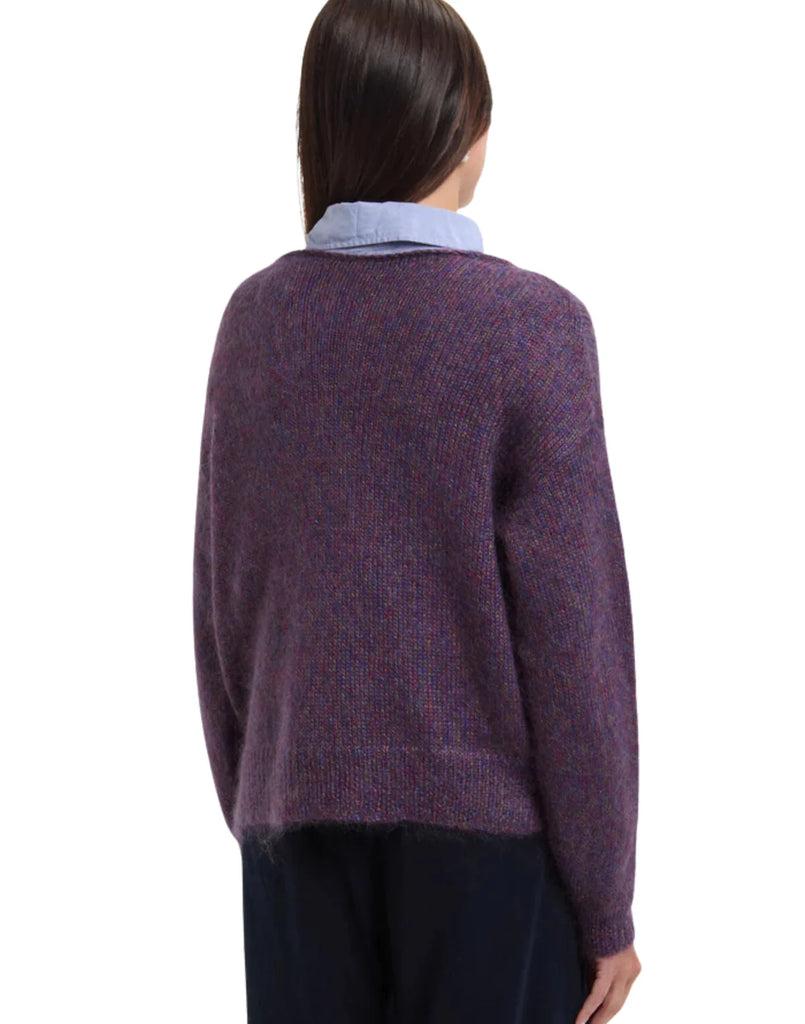 Mohair/Silk Mock Neck Sweater in Purple