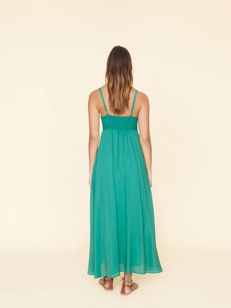 KAITI Silk/Cotton Maxi Dress in Bermuda Sea