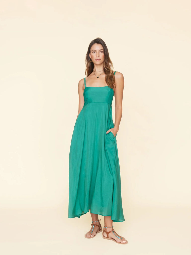 KAITI Silk/Cotton Maxi Dress in Bermuda Sea