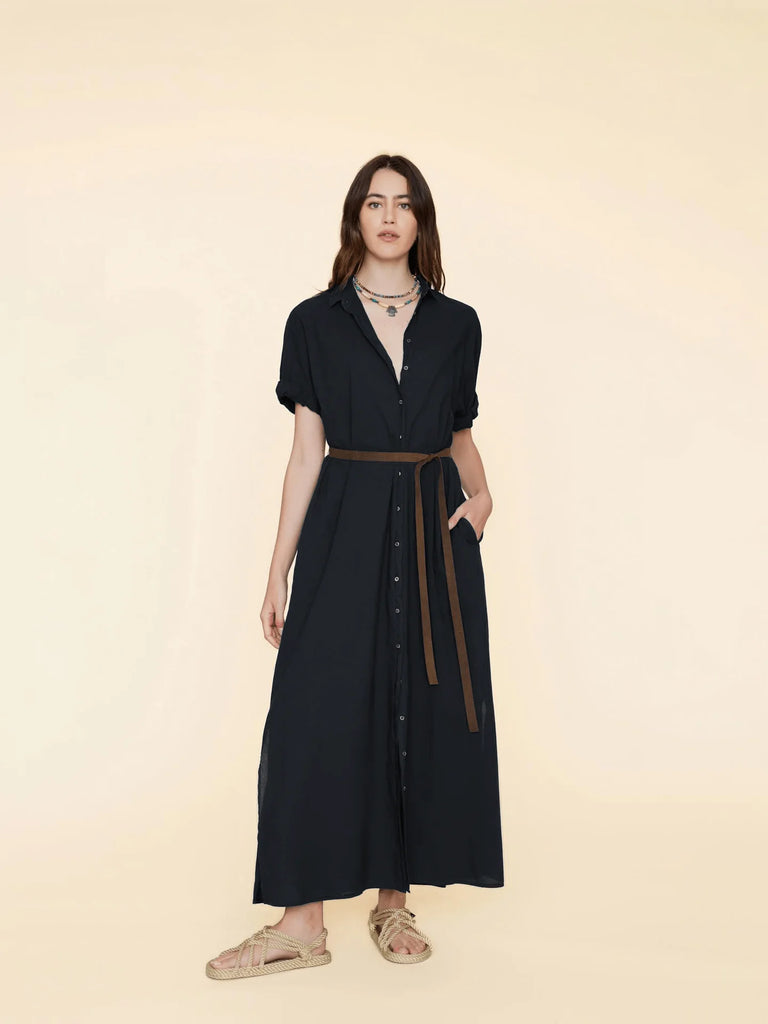 LINNET Short Sleeve Maxi Dress in Black