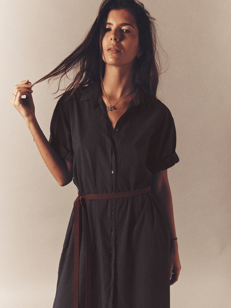 LINNET Short Sleeve Maxi Dress in Black