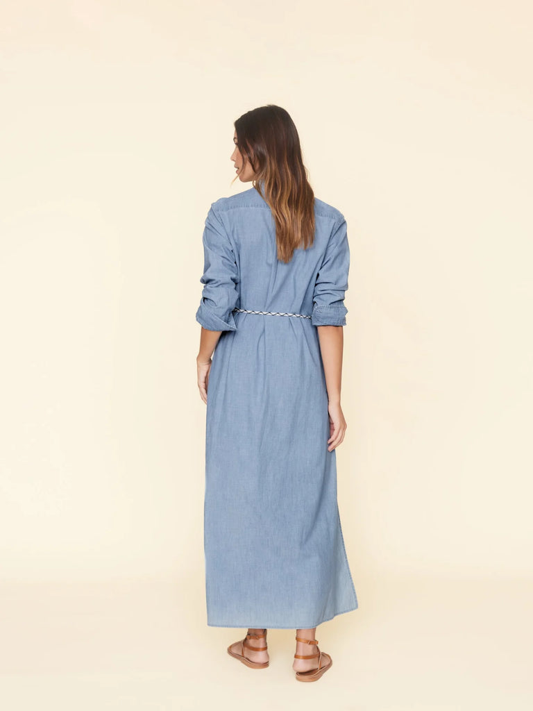 BOWEN Denim Maxi Dress in Dusty Blue