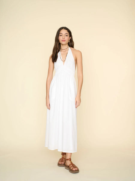 MOLLIE Halter Maxi Dress in White