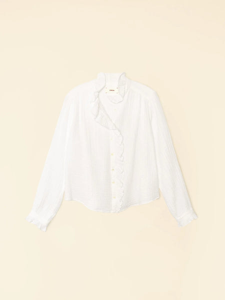 GILLIAN Ruffle Gauze Long Sleeve in White