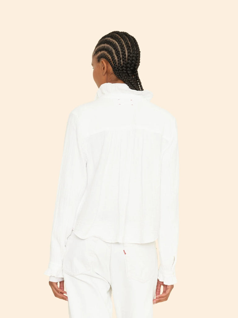 GILLIAN Ruffle Gauze Long Sleeve in White