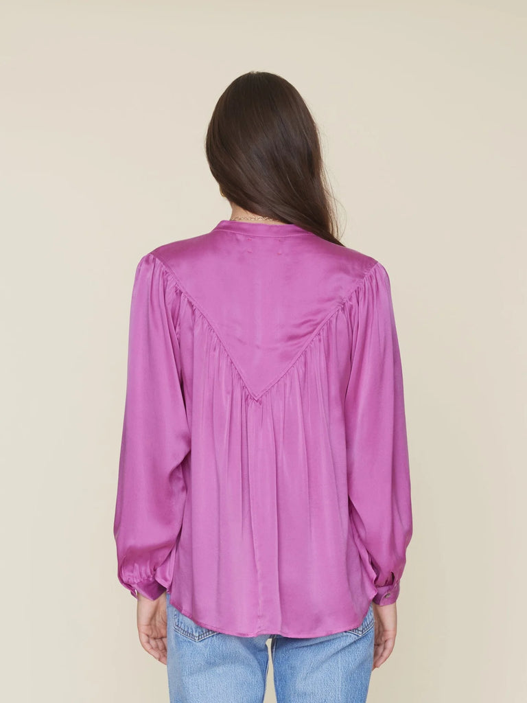 GREER Silk Long Sleeve Blouse in Orchid Gem