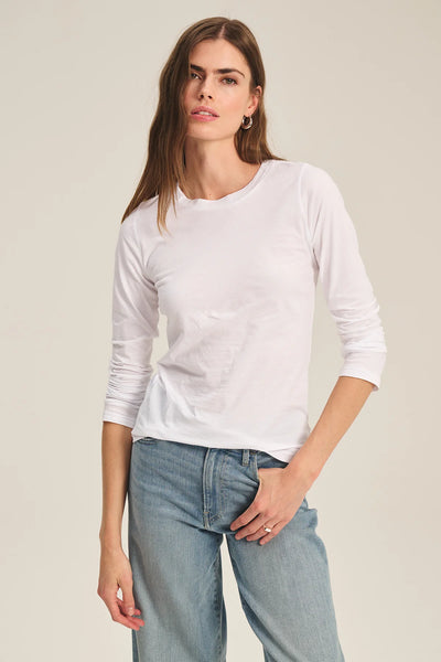 ZOFINA Long Sleeve Crew Tee in White