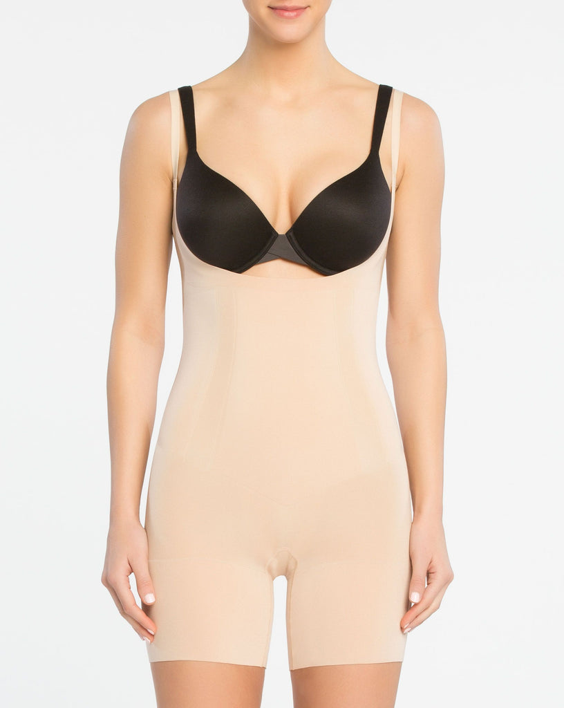 ONCORE Open-Bust Mid-Thigh Bodysuit in Soft Nude – Christina's