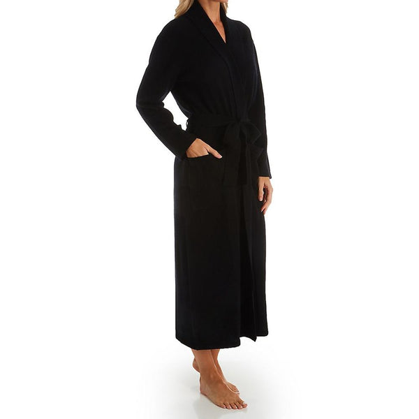 Cashmere Long Duster Robe in Black