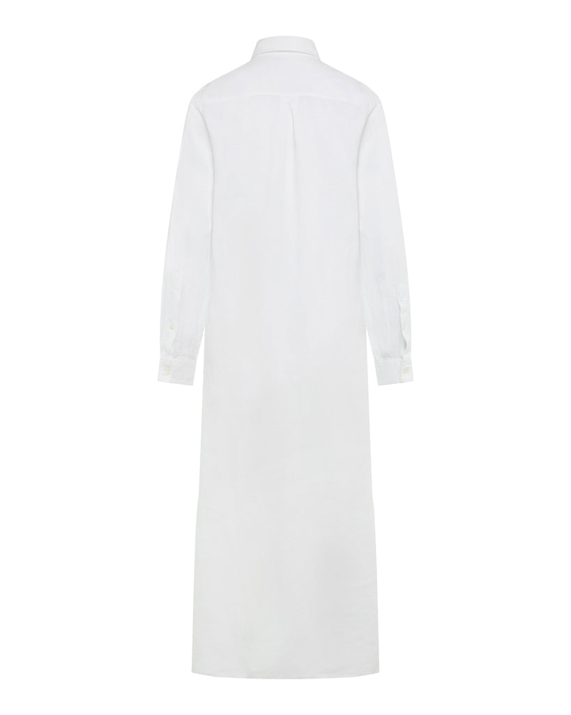 TAYA Linen Maxi Shirt Dress in White