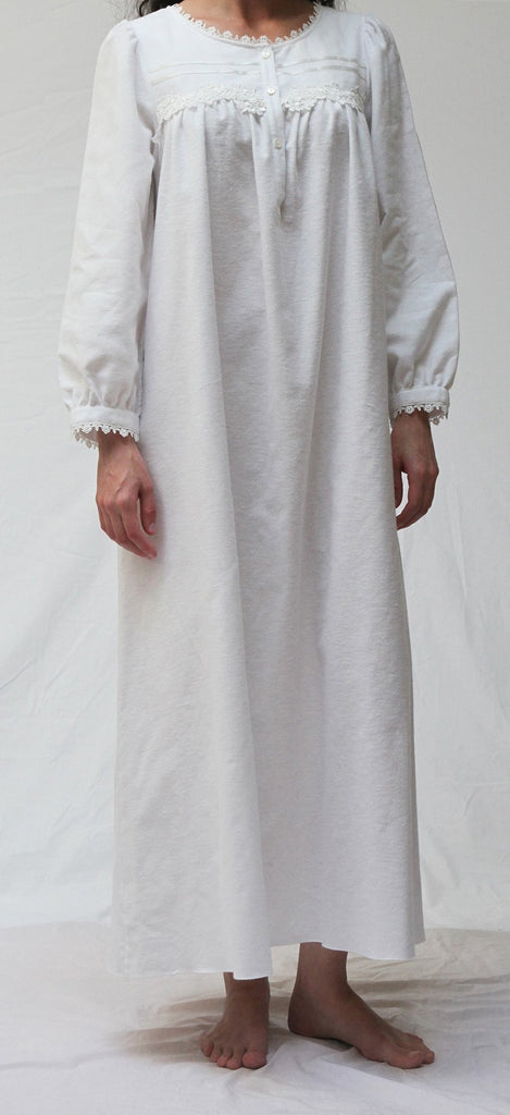 BARBARA Flannel Long Gown in White