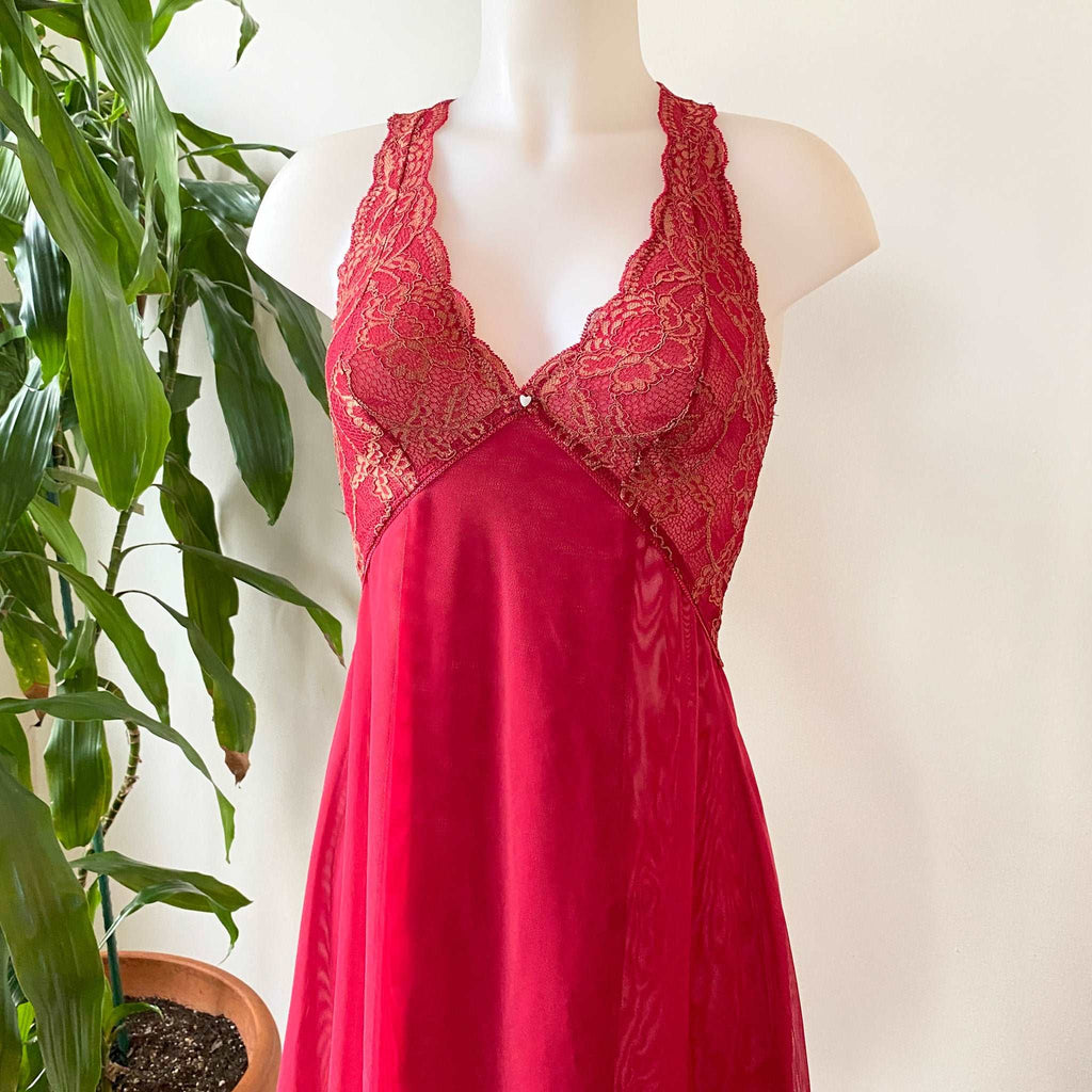 FORTUNA Chiffon Racerback Chemise in Red Clay
