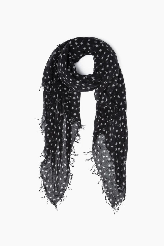 Stars Cashmere & Silk Scarf in Black and White