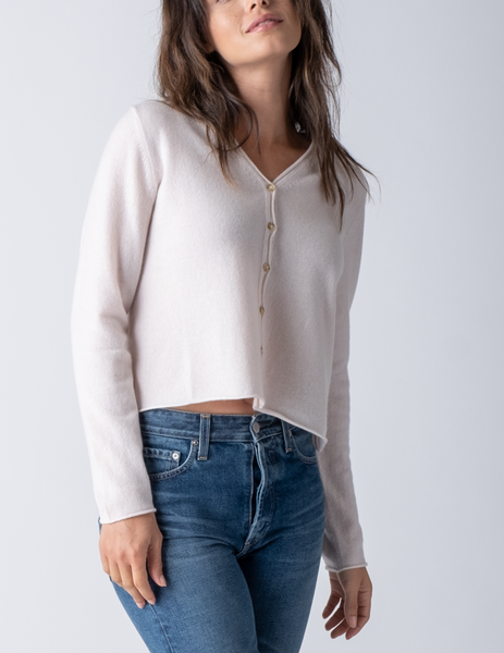 Cashmere Vee Cardigan in Ivory