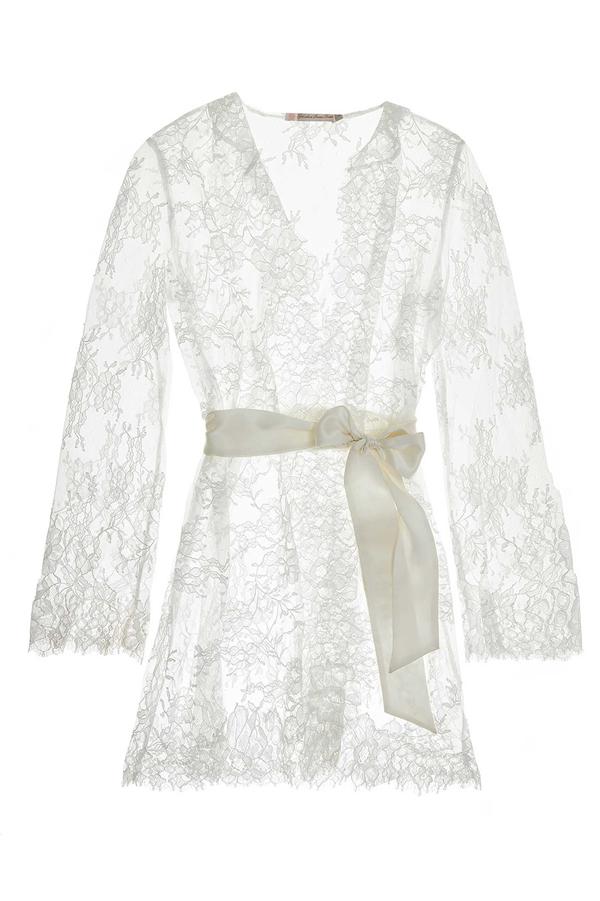 CAMELLIA Lace Robe in Ivory