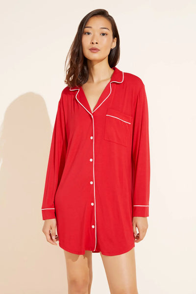 GISELE Sleepshirt in Haute Red/Ivory