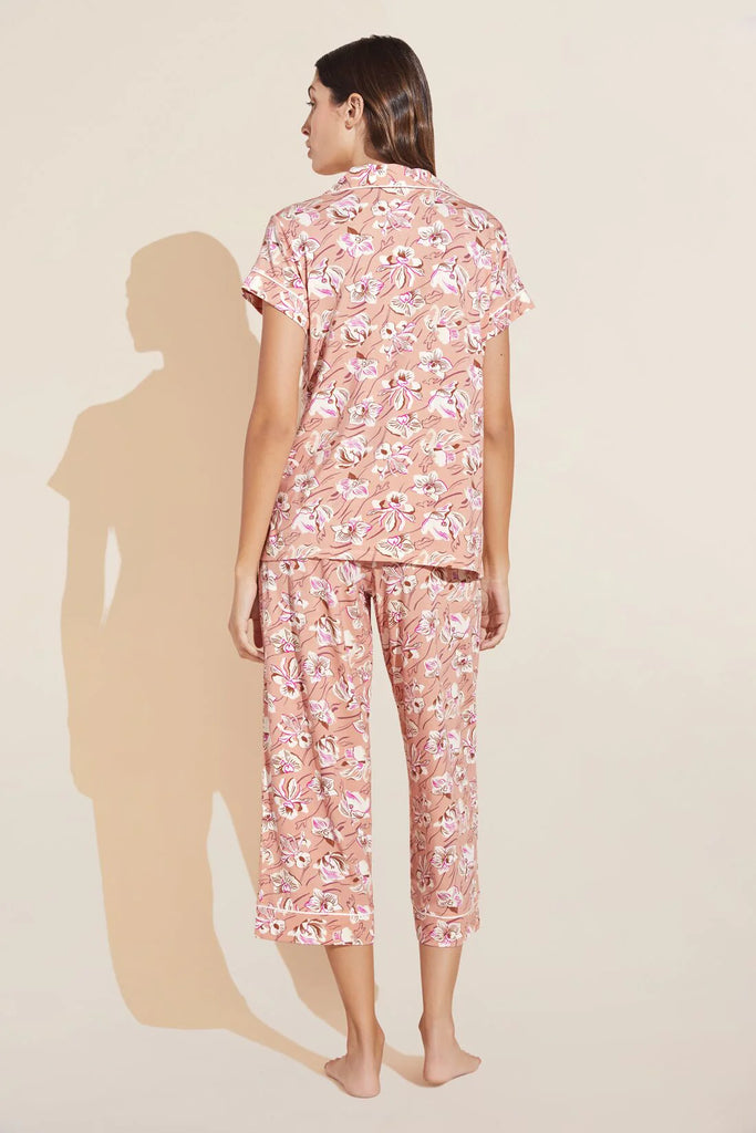 GISELE Printed S/S & Cropped PJ Set in Fiore Rose Cloud/Ivory